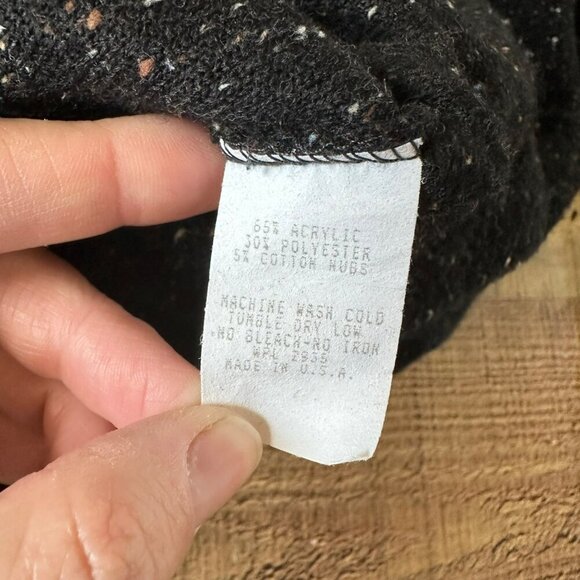 Vintage ALPS Black Speckled Jacket With Front Pockets & Button Closure - Size L - Picture 6 of 6